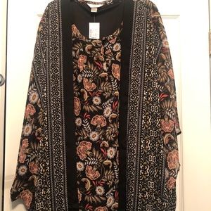 CJ Banks NWT floral shell and kimono cover.